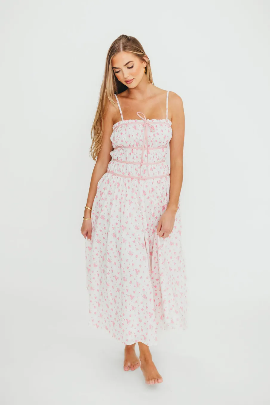 Best Worth Collective Vanessa Midi Dress in Pink