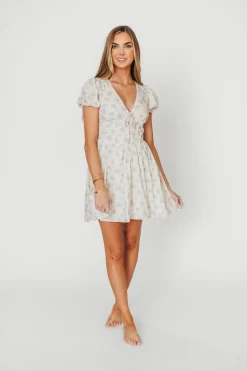 Outlet Worth Collective Veronica Mini Dress in Cream/Lilac Floral