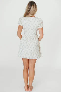 Outlet Worth Collective Veronica Mini Dress in Cream/Lilac Floral