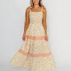 Online Worth Collective Vida Floral Maxi Dress in White/Orange