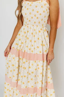 Online Worth Collective Vida Floral Maxi Dress in White/Orange