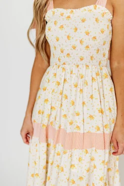 Online Worth Collective Vida Floral Maxi Dress in White/Orange