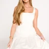 Hot Worth Collective Violet Corset Style Drop Waist Midi Dress in Off-White