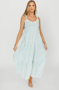 Online Worth Collective Vivienne Maxi Sundress in Ivory/Blue Floral