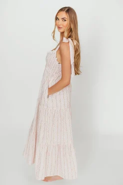 Discount Worth Collective Vivienne Maxi Sundress in Ivory/Pink Floral