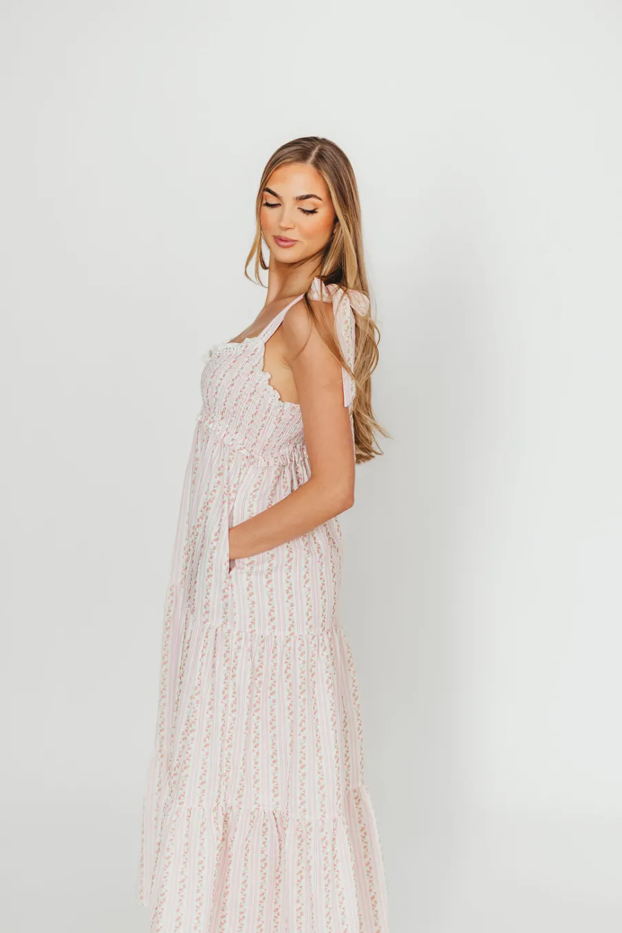 Discount Worth Collective Vivienne Maxi Sundress in Ivory/Pink Floral