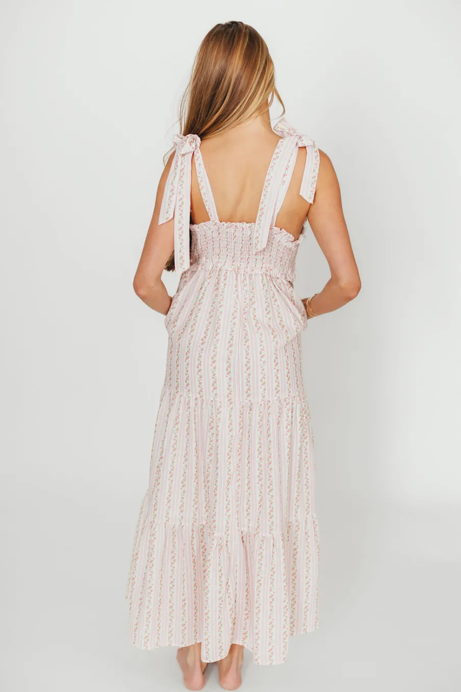 Discount Worth Collective Vivienne Maxi Sundress in Ivory/Pink Floral