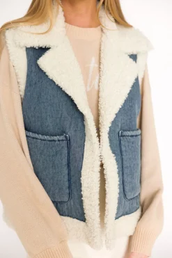 Clearance Worth Collective Willa Sherpa Denim Vest