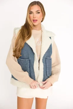 Clearance Worth Collective Willa Sherpa Denim Vest