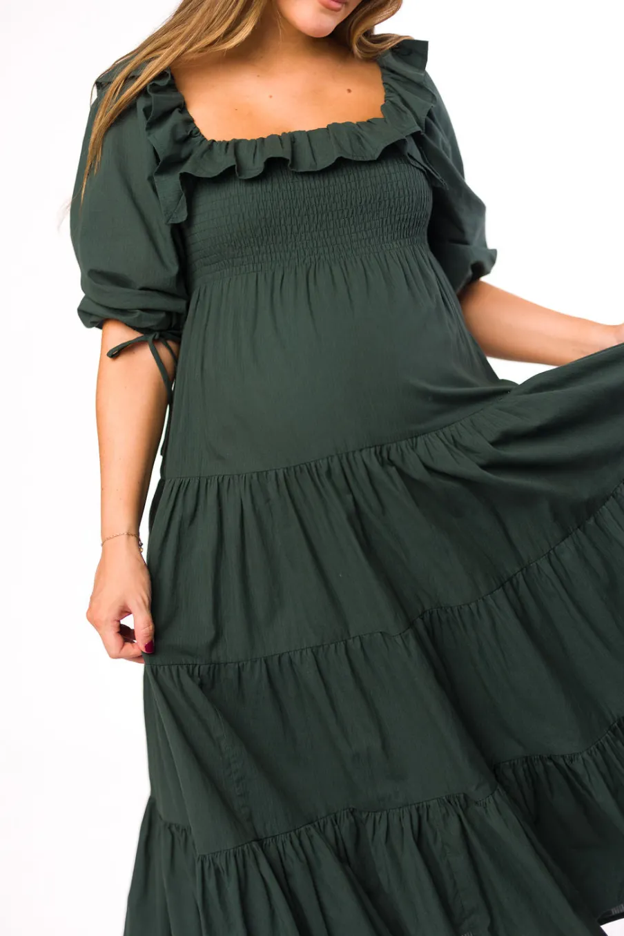 Discount Worth Collective Willow Maxi Dress in Emerald Green - Bump Friendly