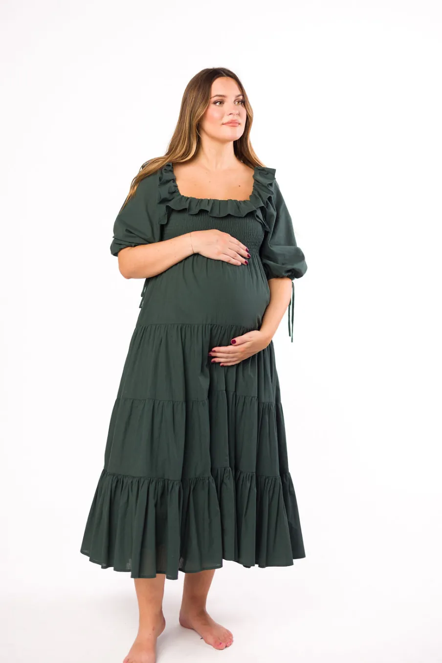 Discount Worth Collective Willow Maxi Dress in Emerald Green - Bump Friendly