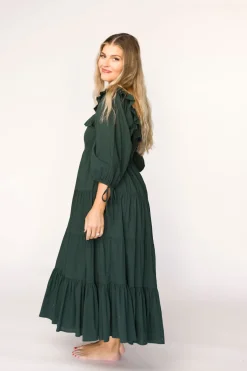 Discount Worth Collective Willow Maxi Dress in Emerald Green - Bump Friendly