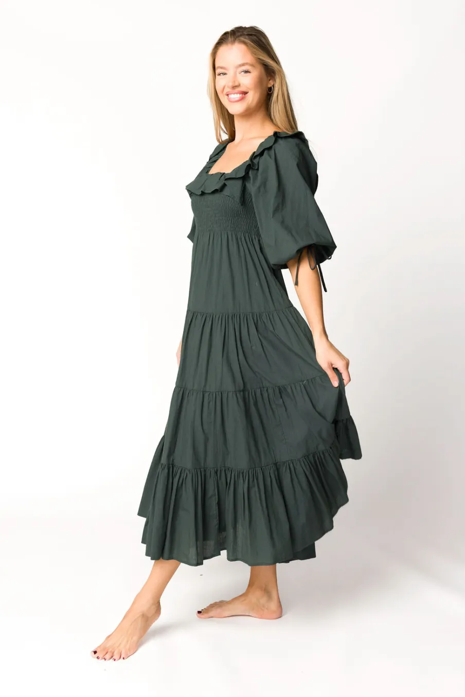 Discount Worth Collective Willow Maxi Dress in Emerald Green - Bump Friendly