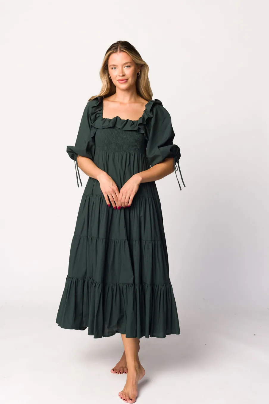 Discount Worth Collective Willow Maxi Dress in Emerald Green - Bump Friendly