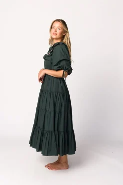 Discount Worth Collective Willow Maxi Dress in Emerald Green - Bump Friendly