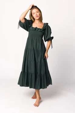 Discount Worth Collective Willow Maxi Dress in Emerald Green - Bump Friendly