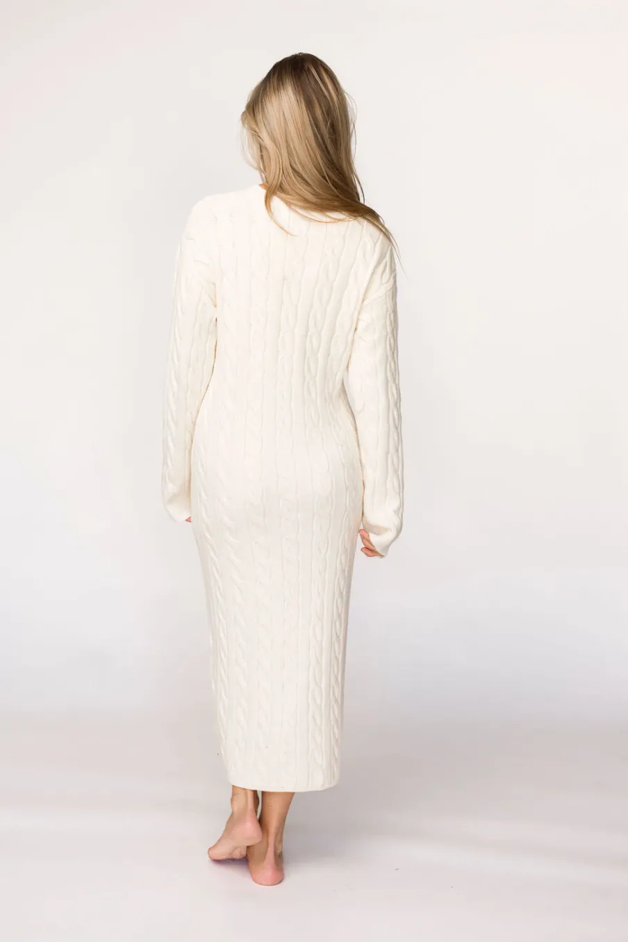 Online Worth Collective Winslet Cable Knit Maxi Dress in Cream (Almost Sold Out)