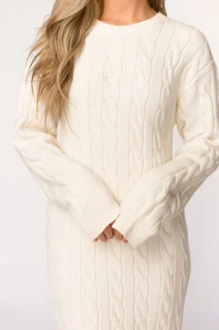 Online Worth Collective Winslet Cable Knit Maxi Dress in Cream (Almost Sold Out)