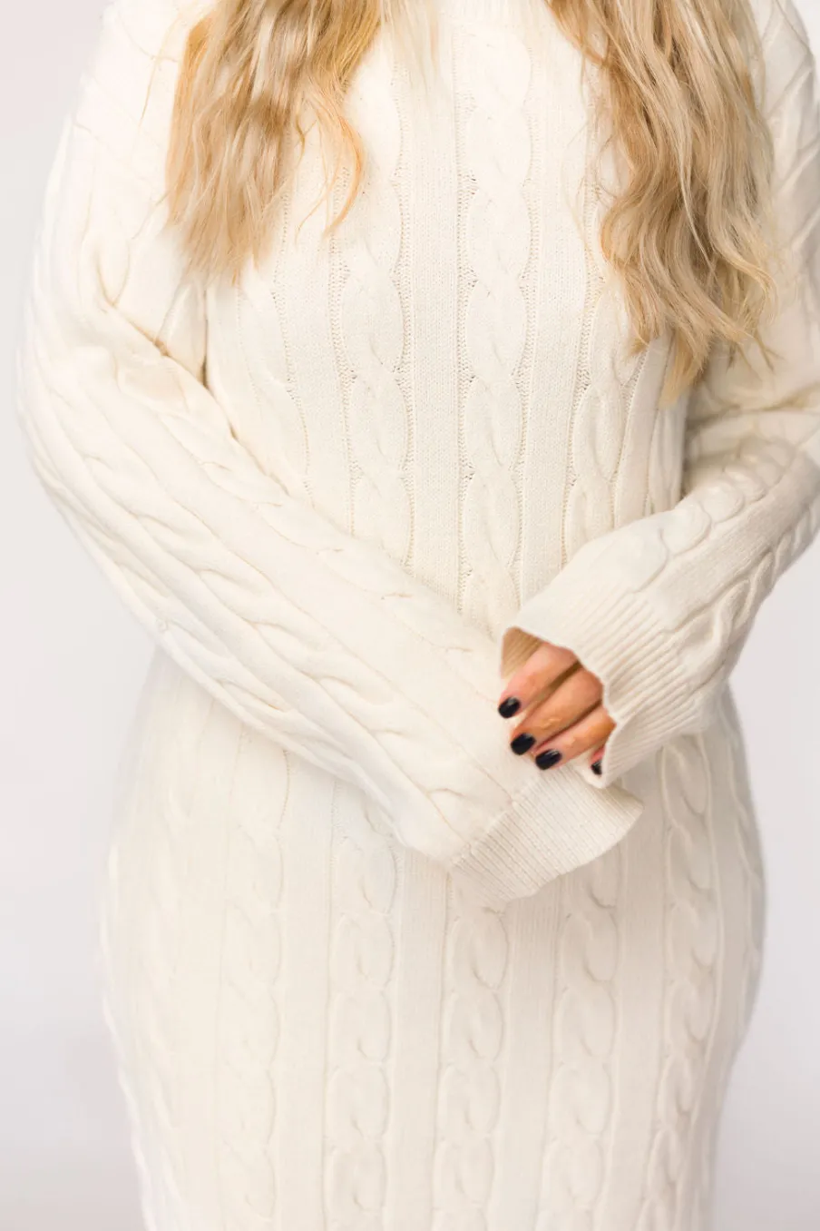 Online Worth Collective Winslet Cable Knit Maxi Dress in Cream (Almost Sold Out)