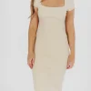 Sale Worth Collective Wren Ribbed Knit Maxi Dress with Square Neckline in Cream (XS-XL) - Wo