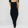 Fashion Worth Collective Wren Ribbed Knit Maxi Dress with Square Neckline in Black (XS-XL) - Wo