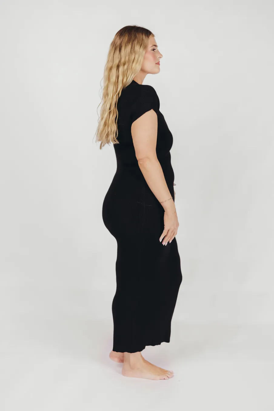 Fashion Worth Collective Wren Ribbed Knit Maxi Dress with Square Neckline in Black (XS-XL) - Wo