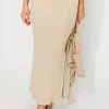 New Worth Collective Yara Braided-Trim Sweater Midi Skirt in Beige