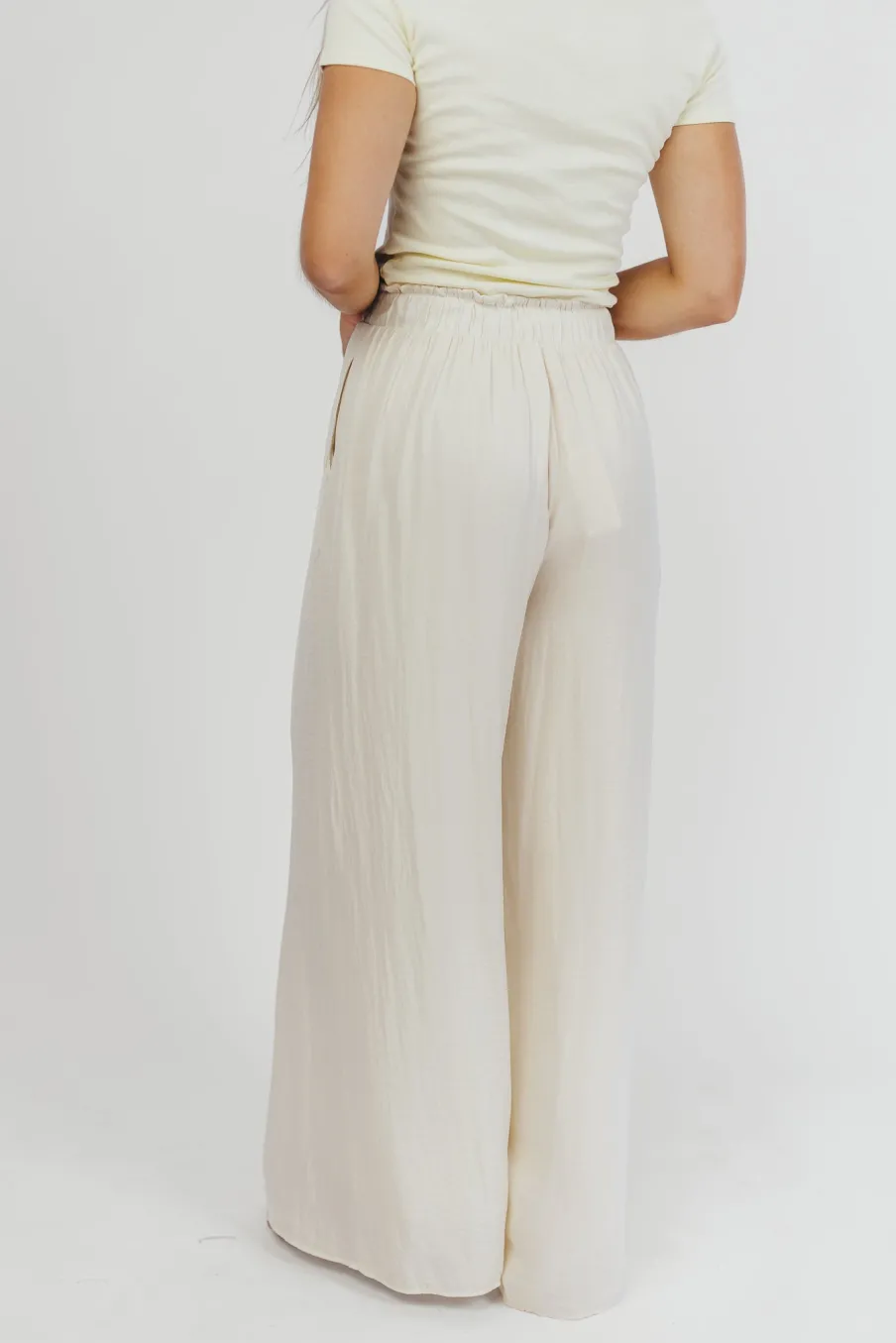 Discount Worth Collective Zahara Wide Leg Pants in Ivory