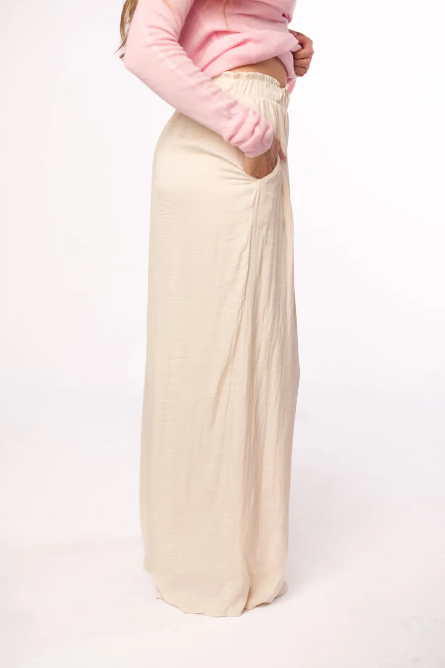Discount Worth Collective Zahara Wide Leg Pants in Ivory
