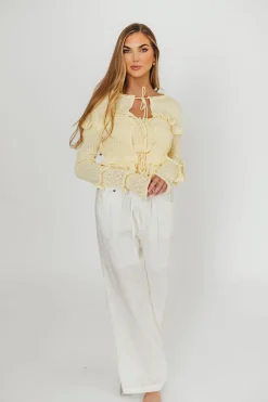 Online Worth Collective Zayne Cardigan and Strapless Tube Top and Sweater Set in Yellow