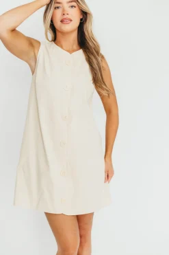 Online Worth Collective Zoey Wavy Trim Mini Dress in Sand