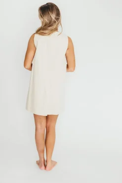 Online Worth Collective Zoey Wavy Trim Mini Dress in Sand