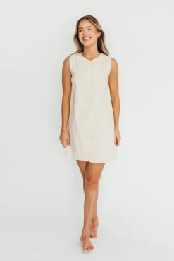 Online Worth Collective Zoey Wavy Trim Mini Dress in Sand