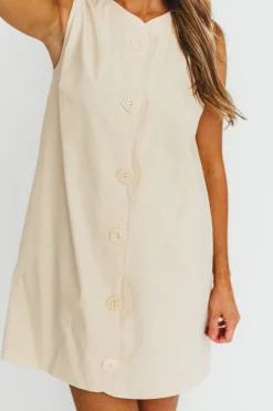 Online Worth Collective Zoey Wavy Trim Mini Dress in Sand