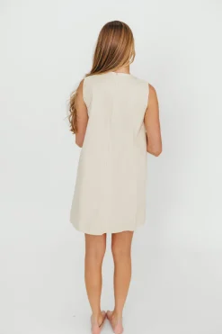 Online Worth Collective Zoey Wavy Trim Mini Dress in Sand