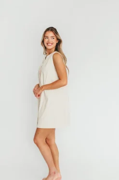 Online Worth Collective Zoey Wavy Trim Mini Dress in Sand