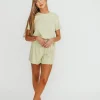 Clearance Worth Collective Zuri Ribbed Relaxed Shorts in Melon