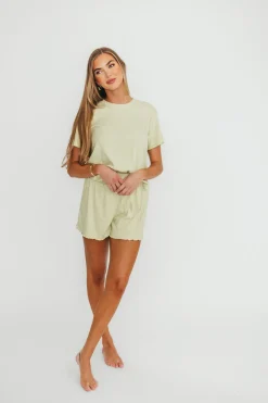 Clearance Worth Collective Zuri Ribbed Relaxed Shorts in Melon