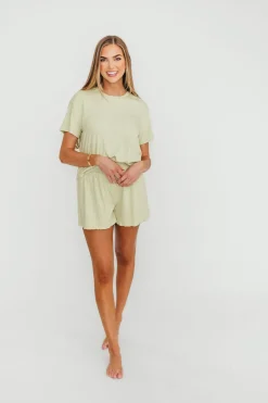 Clearance Worth Collective Zuri Ribbed Relaxed Shorts in Melon